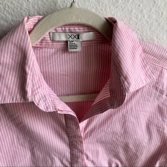 Pink and white button down shirt xxi small - Picture 6 of 9